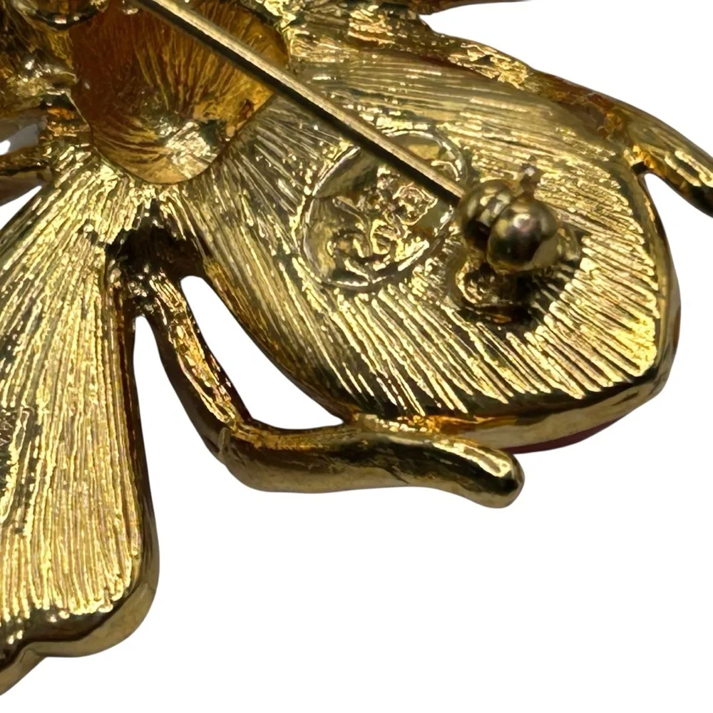 Joan Rivers Enamel Bee Pin Polka Dots Swarovski Crystal